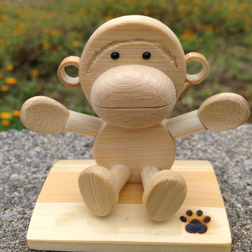 安価 ワタナベ 竹細工・Zoo animals サル 立体・オブジェ ひだまり竹工房 置物