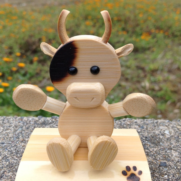 竹細工・Zoo animals ウシ 立体・オブジェ ひだまり竹工房 Creema店