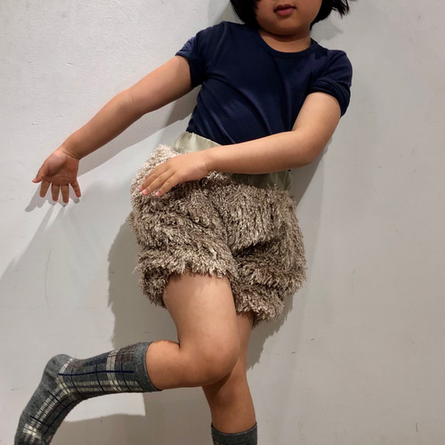 フェイクファー かぼちゃパンツ ベージュ キッズ120 ショートパンツ