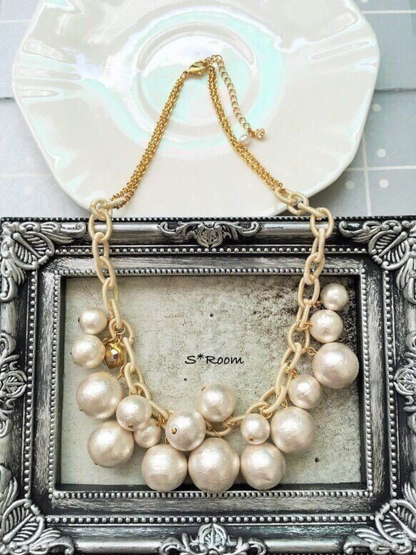 cotton pearl white chainネックレス 3枚目の画像