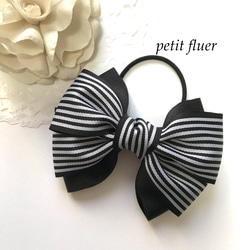 black*ボーダーリボン ヘアゴム petit fluer 通販 7613934｜Creema
