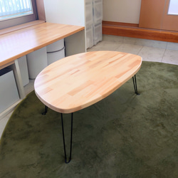 葉っぱ型ちゃぶ台ニレ折りたたみ脚120日本製 ローテーブル・リビング