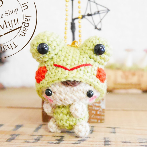 受注制作】あみぐるみ・カエルの着ぐるみベビーちゃん あみぐるみ *Na  