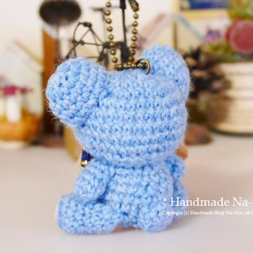 ☆再販☆あみぐるみ・fabric＆wool☆水色のクマちゃん（M）【即納