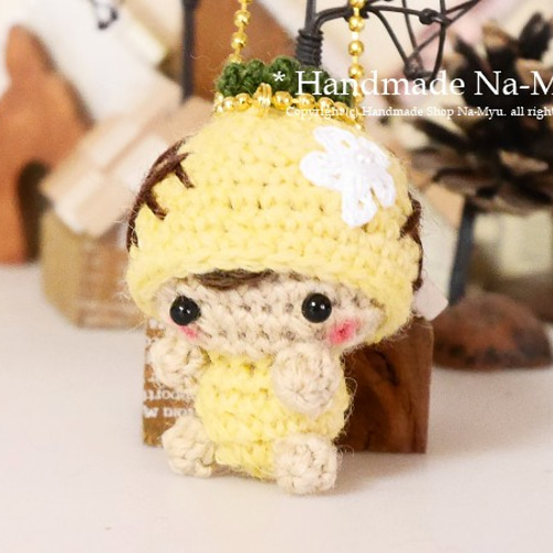 受注制作】あみぐるみ☆パイナップルの着ぐるみベビーちゃん（約4cm  