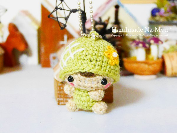 ベビーちゃん あみぐるみ 受注制作】あみぐるみ・ピンクカエルの着ぐるみベビーちゃん（S