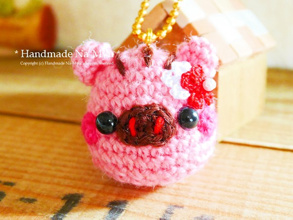 受注制作】あみぐるみ☆干支：（亥）コロコロうり坊（ピンク