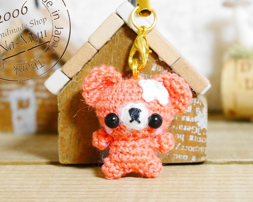 夏祭りくまちゃんカップル♡ あみぐるみ 受注制作】あみぐるみ・SSサイズの豆クマちゃん（約2.5cm