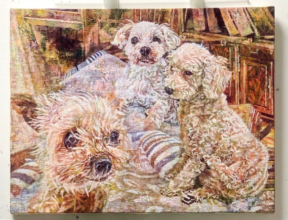 ペット似顔絵(肖像画)油絵(愛猫や愛犬や鳥やペットなど似顔絵)オーダー承ります。[画材：キャンバス/油彩] 1枚目の画像