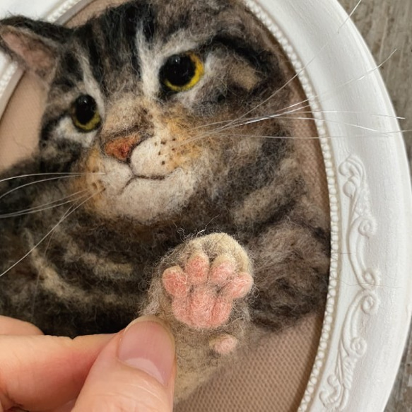 【リアル猫ちゃん オーダーメイド例】羊毛フェルトの半立体 額絵 4枚目の画像