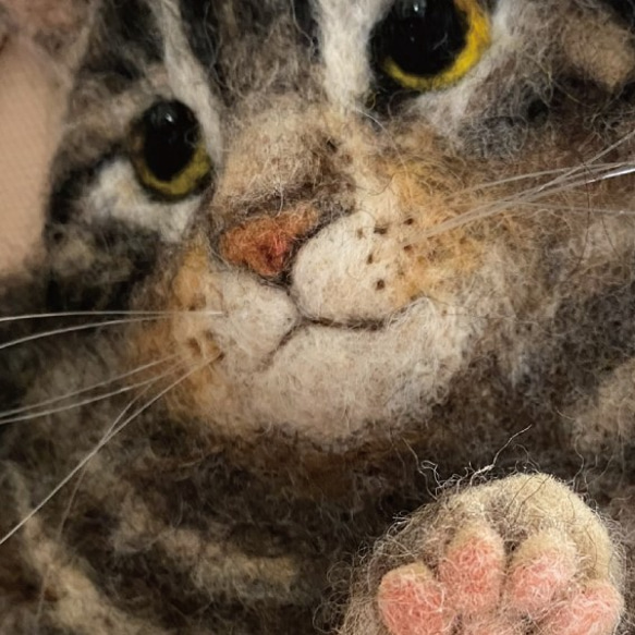 【リアル猫ちゃん オーダーメイド例】羊毛フェルトの半立体 額絵 5枚目の画像