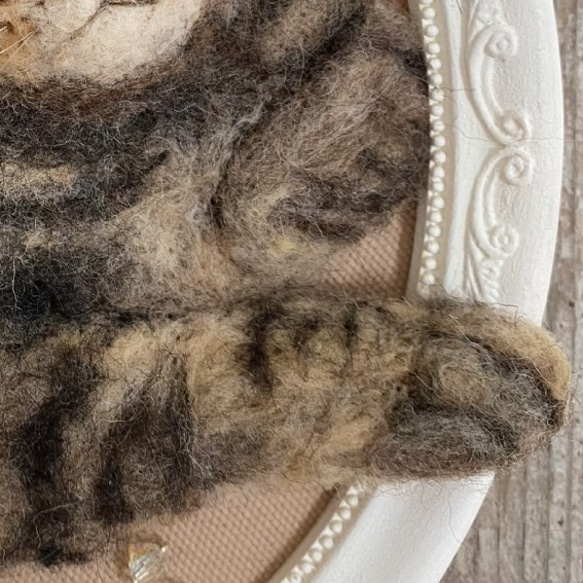 【リアル猫ちゃん オーダーメイド例】羊毛フェルトの半立体 額絵 7枚目の画像