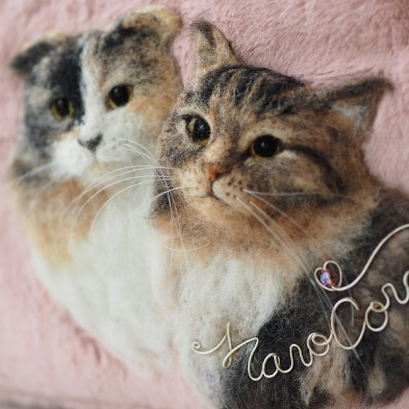 【リアル猫ちゃん オーダーメイド例】羊毛フェルトのがま口バッグ 3枚目の画像