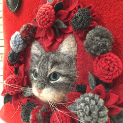【受発注】 タミーズバッグ　ネコちゃんトート：「セサミと赤い花」 5枚目の画像