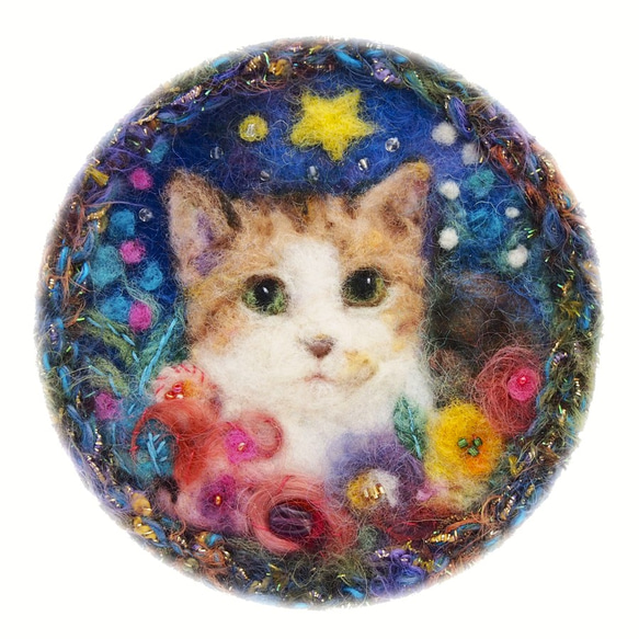 フェルトバッグ　猫　「星空とめまる」 3枚目の画像