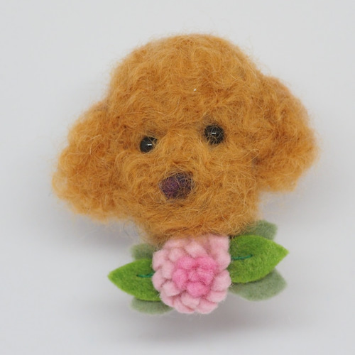 羊毛フェルト】手作りキット_トイプードルちゃんブローチ・チャーム 