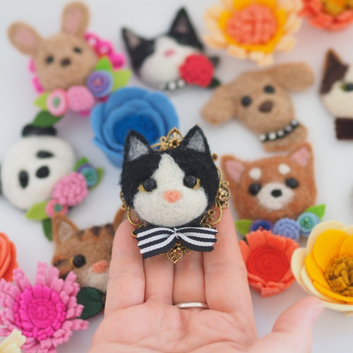 羊毛フェルト】手作りキット_トイプードルちゃんブローチ・チャーム