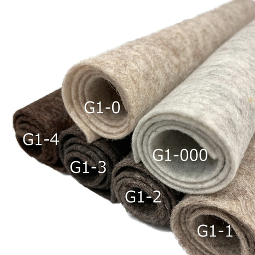 12色ナチュラル杢（もく）ブラウン 20X30cm (1mm) 6色セット 生地