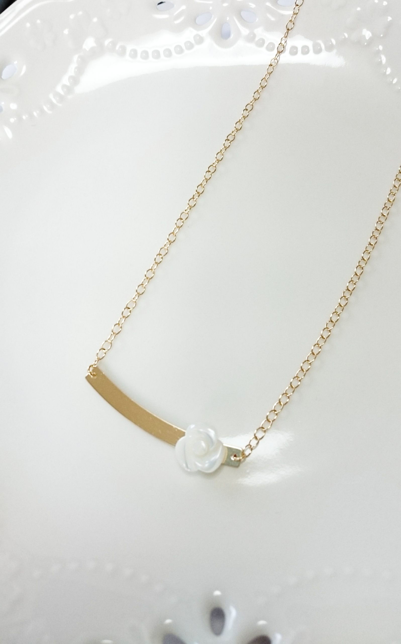 K14GFカーブバーロングネックレス