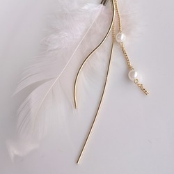羽毛珍珠棒耳環 第2張的照片