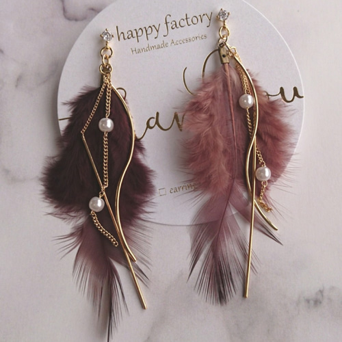 チャコールフェザーピアス ピアス（その他） happyfactory 通販