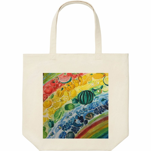Rainbow Fruit Tote Bag　虹色フルーツトートバッグ 1枚目の画像