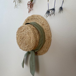 天然素材ラフィアを使用したストローハット　麦わら帽子　カンカン帽 3枚目の画像