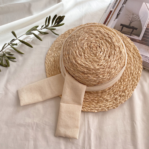 天然素材ラフィアを使用したストローハット 麦わら帽子 カンカン