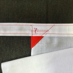 季ガ95b 季節限定！越中褌　ガーゼ　バイアス95センチ、白地に赤糸 3枚目の画像