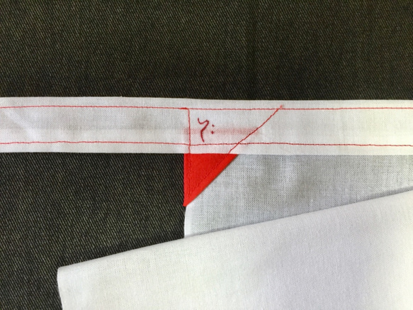 季ダ95c 季節限定！越中褌　ダブルガーゼ　クラシック95センチ、白地に赤糸 3枚目の画像