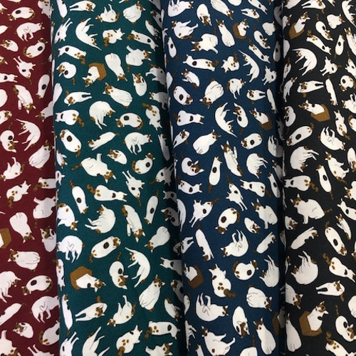 100×50】まったり三毛猫ちゃん柄 オックス生地（ダークグレー） 生地