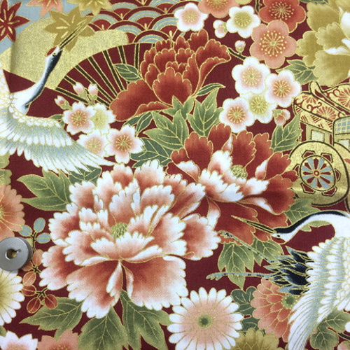 100×50】金彩 鶴・花・牛車 生地 生地 ハンドメイド手芸店 bybeef 通販
