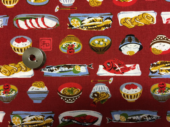 【110×50】日本食デザイン　生地（紅） 2枚目の画像