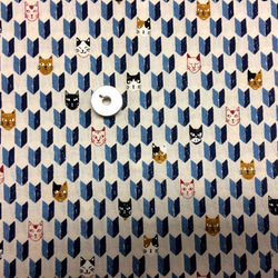 【108×50】和柄　和文様　猫＆矢絣　生地（青） 2枚目の画像