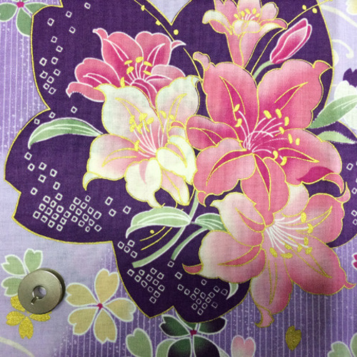 ☆和柄 百合 ユリ 花柄 巾着 ポーチ 京都② 京都・西陣織の生地で