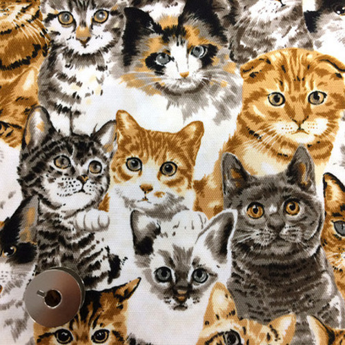 100×50】国産 猫ちゃん大集合♪オックス生地（カラー） 生地