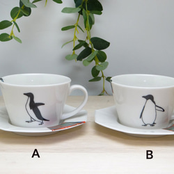 ペンギンカフェオレカップ＆ソーサー（タータンチェック 2枚目の画像