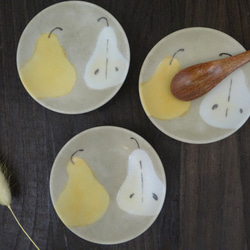 洋なしの豆皿（イエローグレー、アボカドグリーン 2枚目の画像