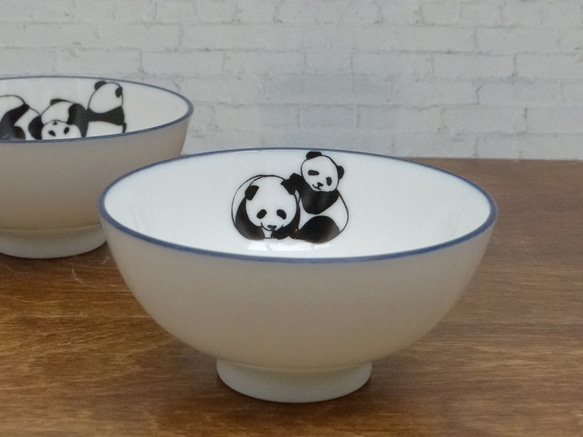 パンダのキッズ茶碗（ブルー） 2枚目の画像