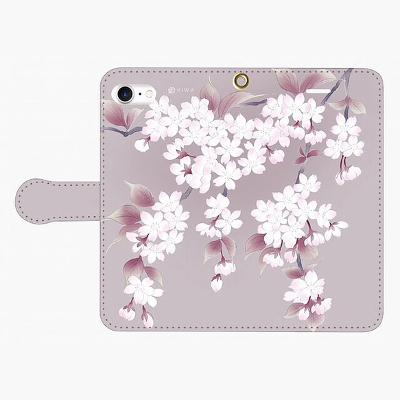 筆記本型智能手機保護套 / Sakura Sakura * 灰紫色 (Haimurasaki) 第4張的照片