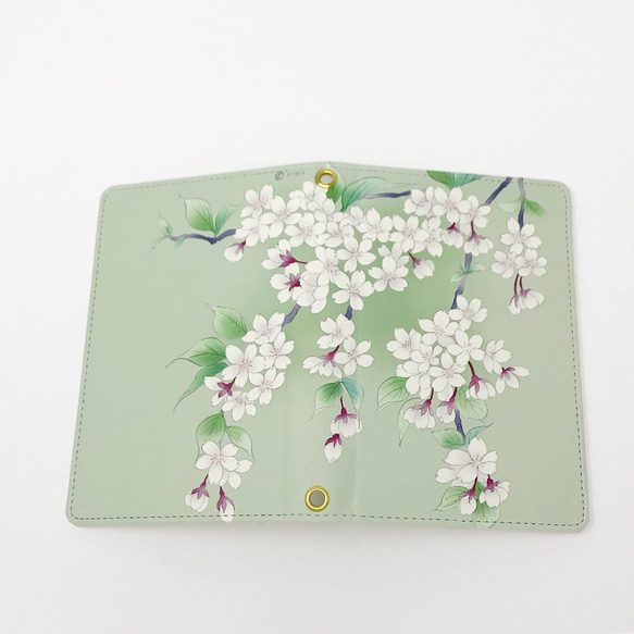 パスポートケース ／ 桜 さくら ＊ 白緑（びゃくろく） 1枚目の画像