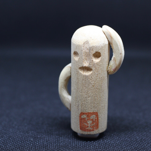 はにわ型持ち手が付いた手作り落款 凹版（白ヌキ文字）ハニワ