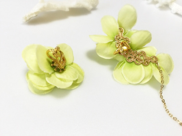 Green flower earring 2枚目の画像