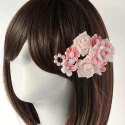 ピンクのバラと和の髪飾り２点セット 4枚目の画像