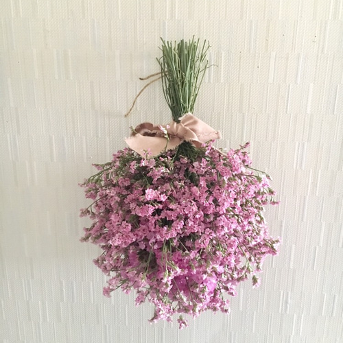 ふわふわモコモコボールスワッグ〜ピンク ドライフラワー 華屋 