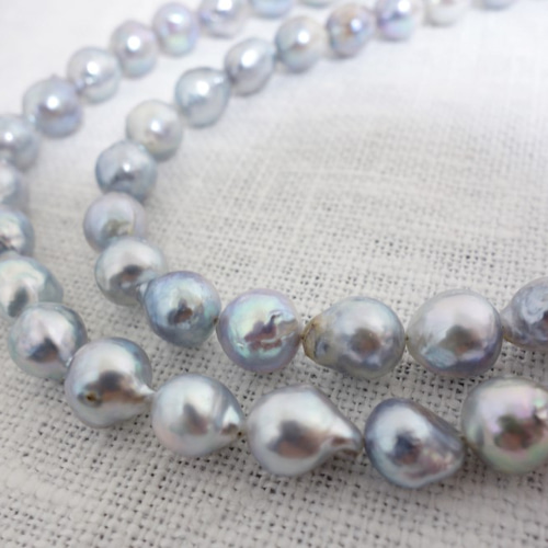 あこや真珠 8mm ブルーグレー・バロック ロングネックレス ネックレス
