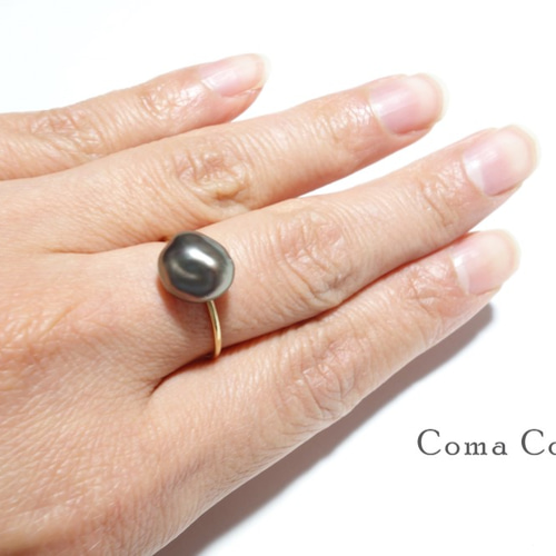 希少　黒蝶真珠リング　タヒチケシパール ブラックパール 黒蝶真珠 リング 指輪 超大粒 16mm Pt900 タヒチ