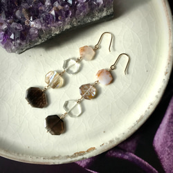 14kgfピアス】クリソコラインアゲート ピアス（フック・チェーン