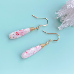 14kgfピアス】クリソコラインアゲート ピアス（フック・チェーン