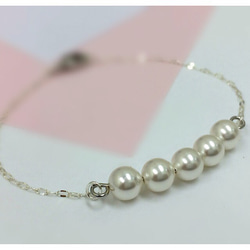 スワロ・パール・チェーンブレスレット:      Pearl Chain Bracelet 2枚目の画像